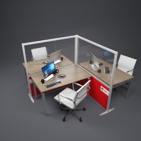 L shaped acoustic office screen