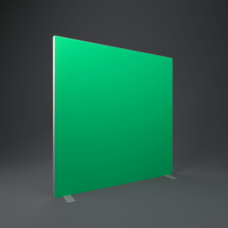 Green screen 2m wide x 2m high with freestanding frame and green screen graphic