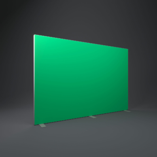Green screen 3m wide x 2m high with frame and graphic